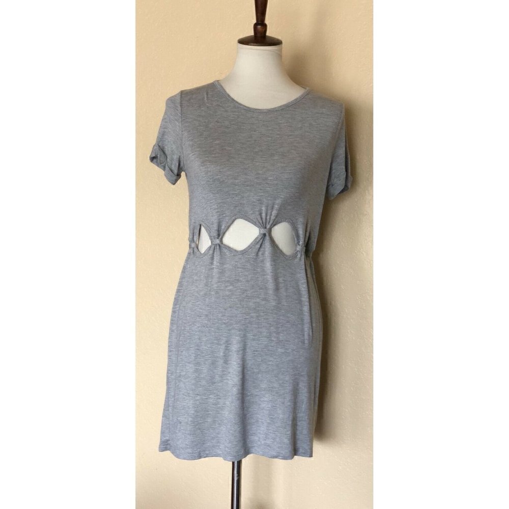 Nasty Gal Honey Punch Gray Womens Cut Out Casual Beach Stretch Dress Size M